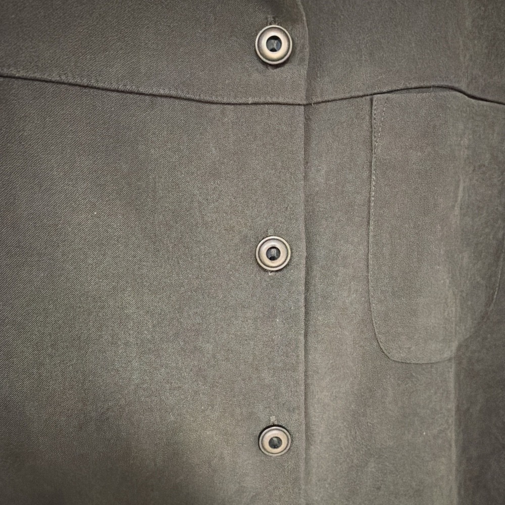 Sag Harbor Faux Suede Button-Down Shirt Jacket Womens Size 10P Green Long Sleeve - Picture 3 of 8